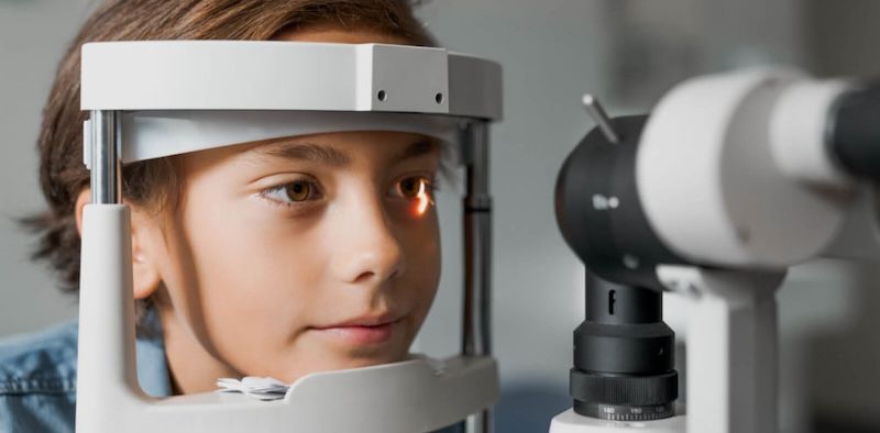 Young boy getting Myopia Check up